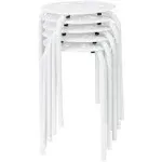 Norwood Commercial Furniture White Plastic Stack Stool with White Legs (5 Pack)