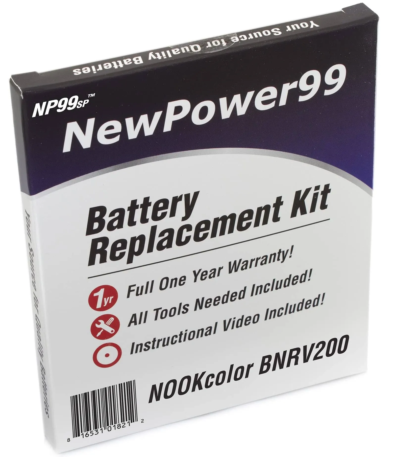 NOOKcolor BNRV200 Battery Replacement Kit with Tools, Video Instructions and Extended Life Battery