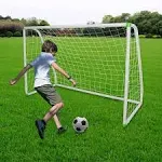 BIGOU 6'x4' Soccer Goals for Backyard Kids Portable Soccer Net with High-Strength Nets, Ground Stakes, Eight-shaped Clasp, Strong PVC Frame & Weather