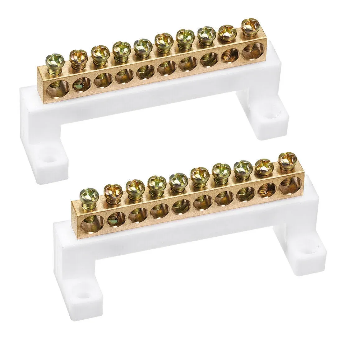 uxcell Terminal Block Connector Bar 10 Positions Single Row High Bridge Design Electric Barrier Bar 2 Pcs