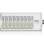 EBL 8 Bay Battery Charger &amp; 8-Pack AA Rechargeable Batteries 2300mAh Ni-MH 1.2V