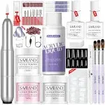 Saviland Acrylic Nail Kit Complete Set with Drill Acrylic Powder and Acrylic Liquid Set with Acrylic Nail Brush