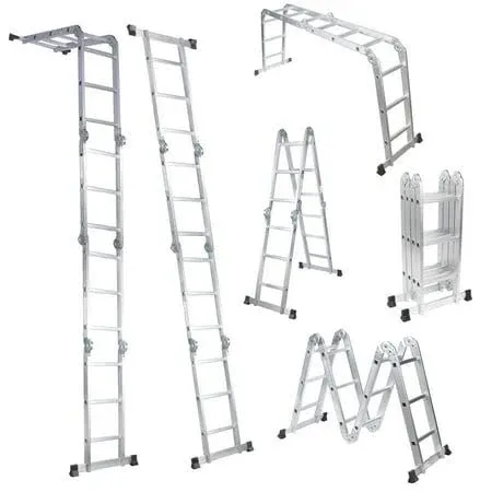 330lb 12.5ft Multi Purpose Aluminum Extension 7 in 1 Folding Step Ladder Foldable Lightweight Scaffold Ladder