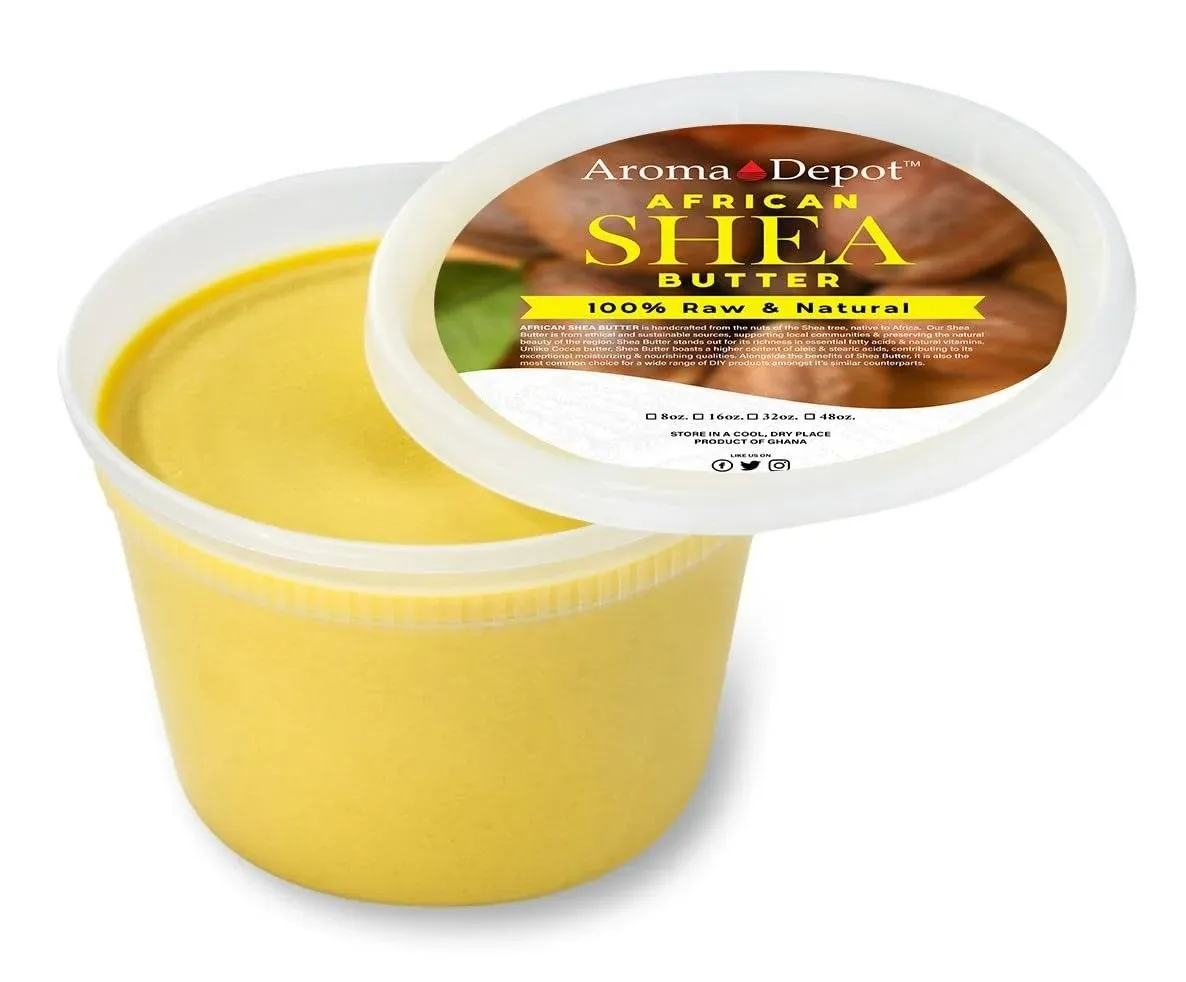 Raw African Shea Butter 16 oz Yellow Grade A 100% Pure Natural Unrefined Fresh Moisturizing, Ideal for Dry and Cracked Skin. Can be use in Body, Hair and Face.