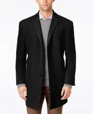 Calvin Klein Men's Prosper Wool-Blend Slim Fit Overcoat Camel