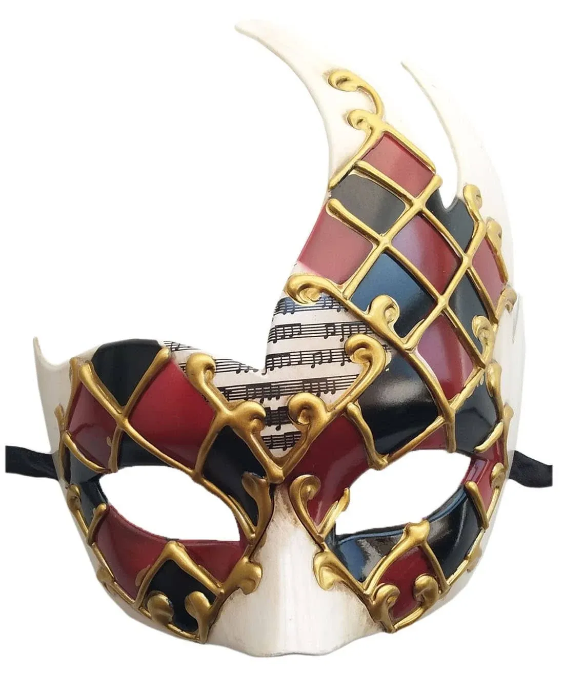 Coolwife Men's Masquerade Mask Vintage Venetian Checkered Musical Party Mardi Gras Mask