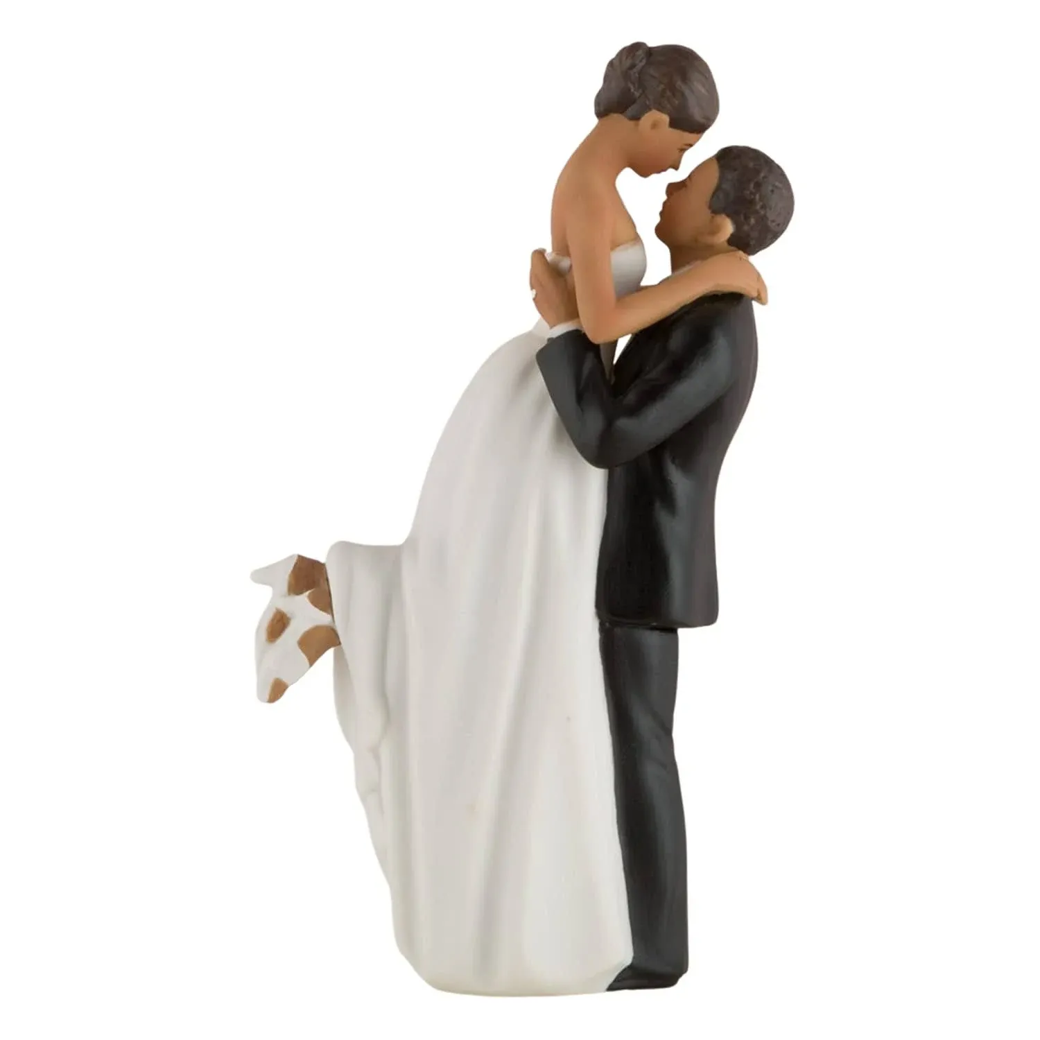 Groom Lifts Bride For Kiss Wedding Cake Topper