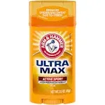 Arm & Hammer Ultra Max Antiperspirant Deodorant, Active Sport, Solid - 2.6 oz