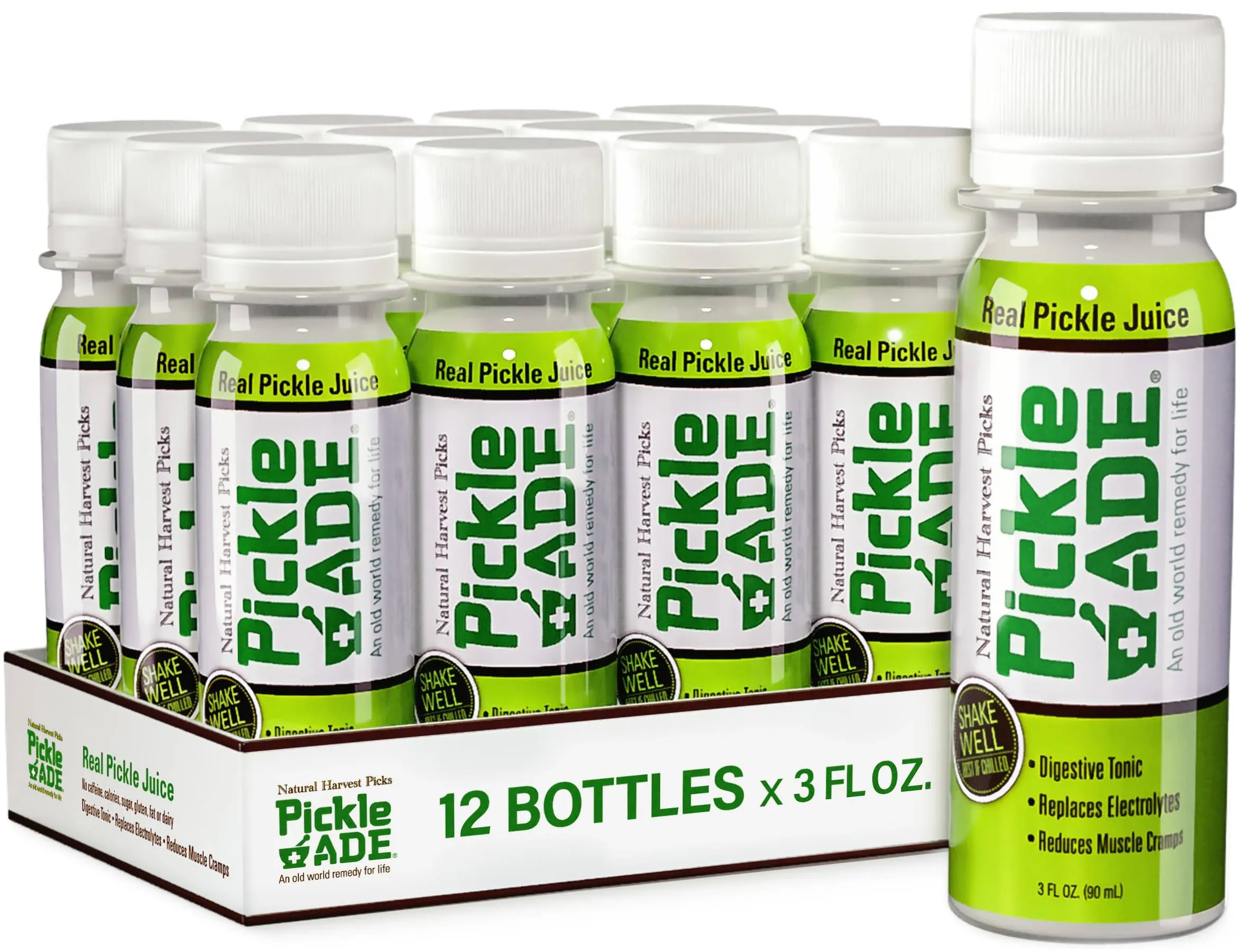 PickleAde Real Pickle Juice Shots with Turmeric, 3oz (12 Pack) | Electrolyte ...