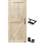 S&Z TOPHAND 84 in. Barn Door Unfinished British Brace Barn Door/Modern Style/Solid Wood/Sliding Door