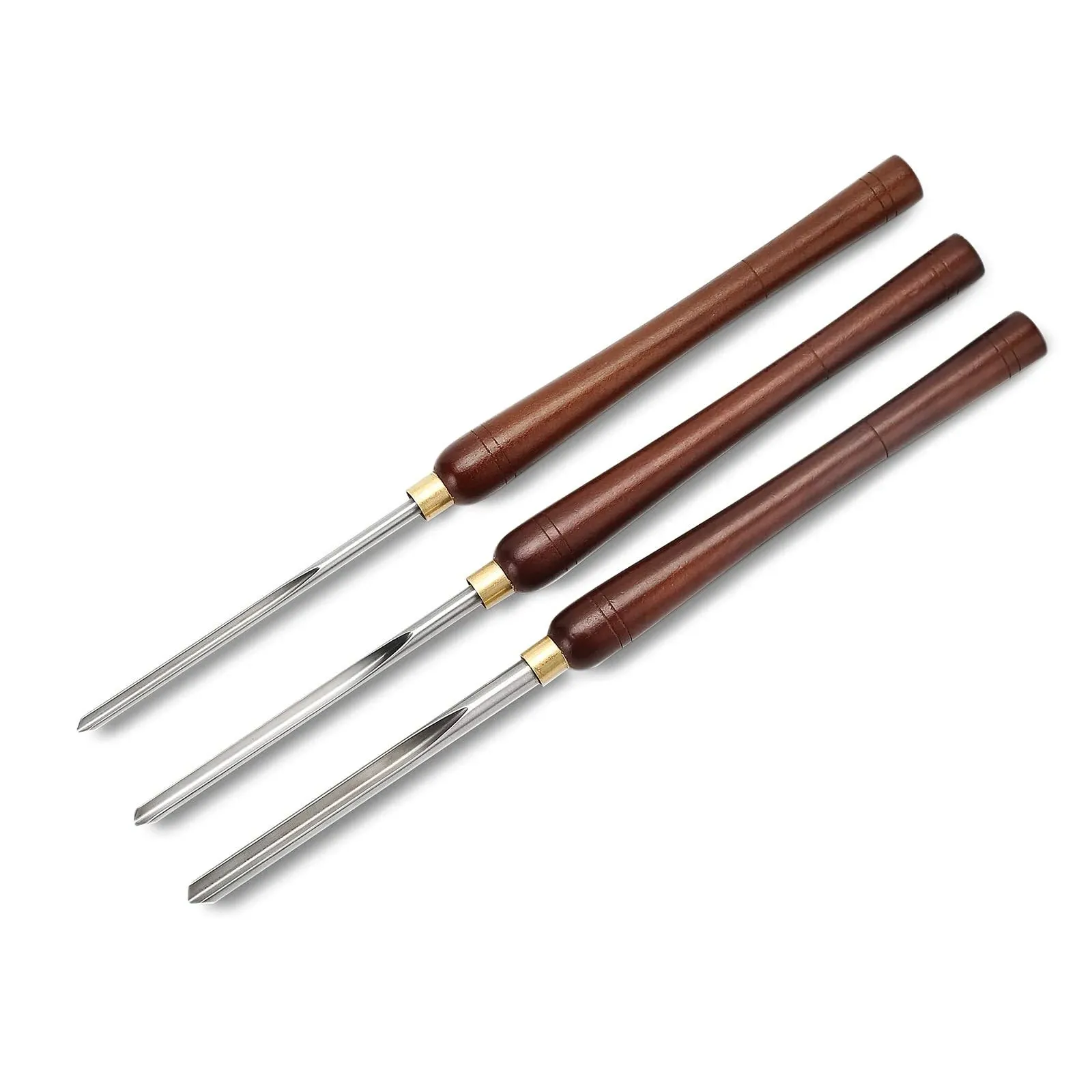 Woodturning Bowl Gouge Set, 3 Pieces 22.5” Wood Lathe Bowl Turning Tools, 1/4 Flute, 3/8 Flute, and 1/2 Flute, with High Speed Steel Blades, Beech