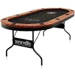 SereneLife Foldable and Portable Poker/Casino Game Table with Cushioned Rail, 10