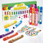 Dot Markers, 15 Colors Washable Markers for Toddlers,Bingo Daubers Supplies K...