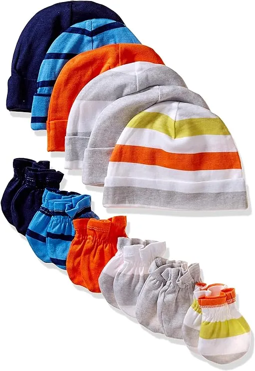 Onesies Brand Unisex Baby 12-piece Cap and Mitten Set