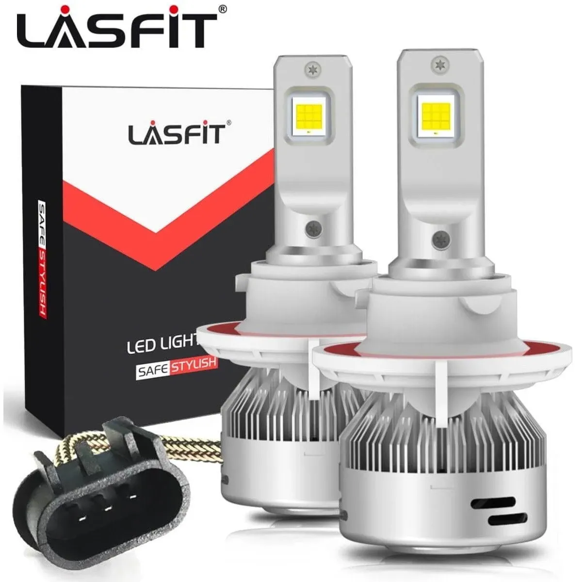 LASFIT H13 9008 LED Bulbs, 2024 Upgrade 65W LSplus Series H13 LED, 4th Gen LSplus 13000LM 6000K Super Bright Cool White LED Kit, Halogen Replacement, Plug and Play, Pack of 2