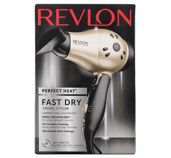 Revlon® Travel Ion Select Dryer in Black/Gold | Bed Bath & Beyond