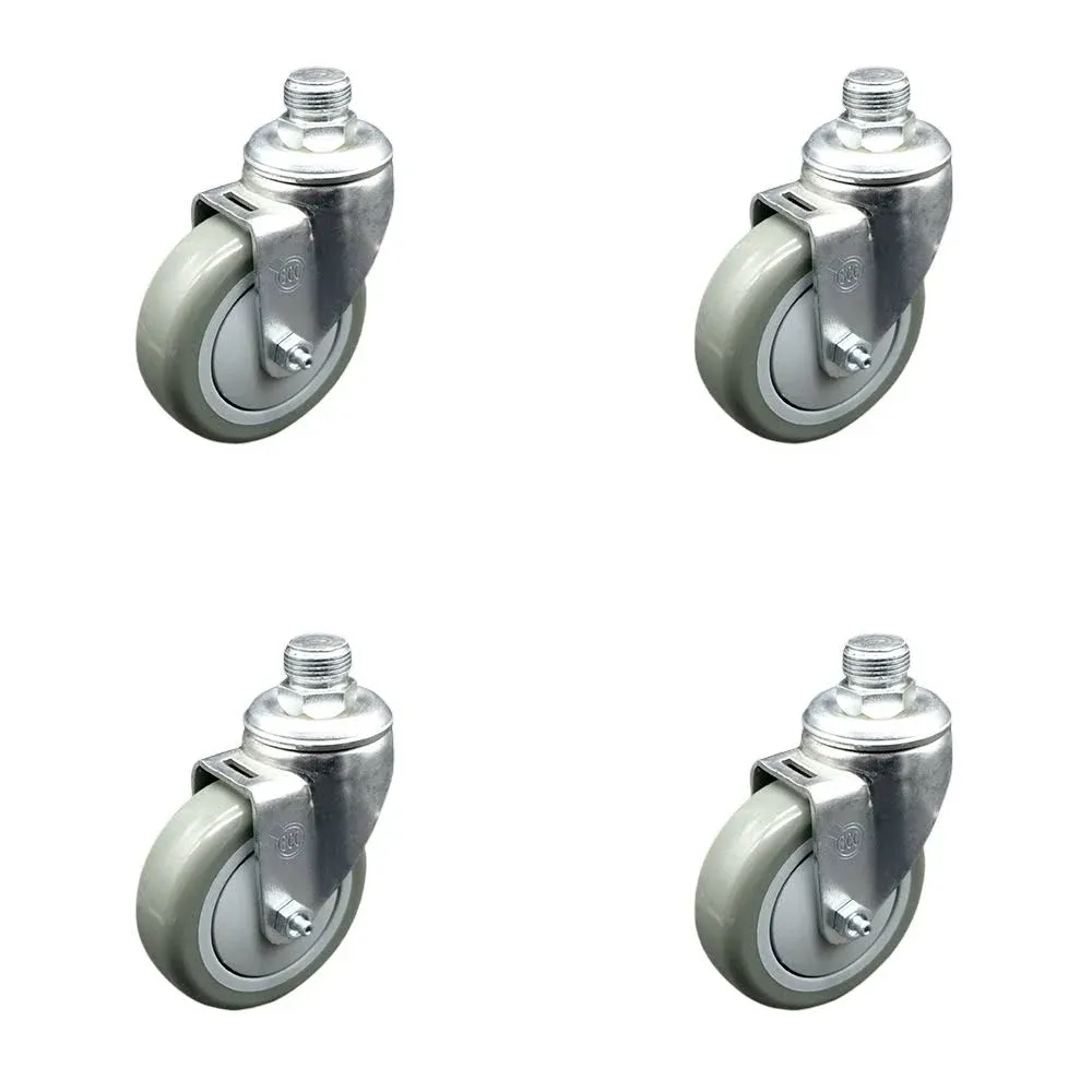 3/4 inch NPT Pipe Threaded Stem Swivel Caster Set w/4 x 1.25 Gray Non-Marking ...