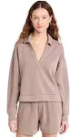 SPLENDID Scuba Polo Sweatshirt Women&#039;s Size Large Stone