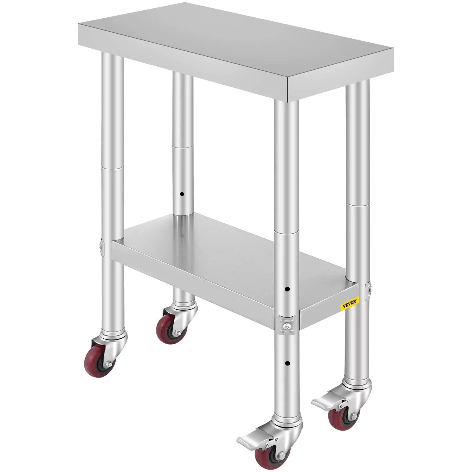 VEVORbrand 24 x 12 x 32 Inches Stainless-Stee<wbr/>l Work Table 3-Stage Adjustable She