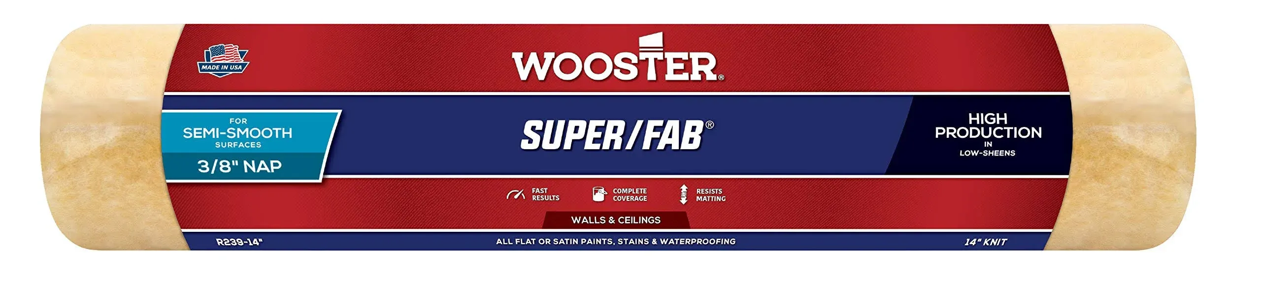 Wooster R239 14" Super/Fab 3/8" Nap Roller Cover