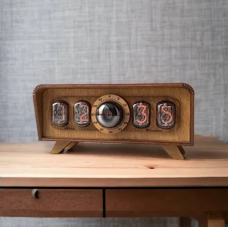 Handmade Nixie Tube Clock IN-12 - Made in Ukraine - Vintage Retro Table Clock - Wooden Desk Nixie Tube Clock