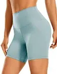 CRZ Yoga Women's Yoga High Rise Biker Shorts Nakedfeel Shorts 6'' Light Grayish Blue / S