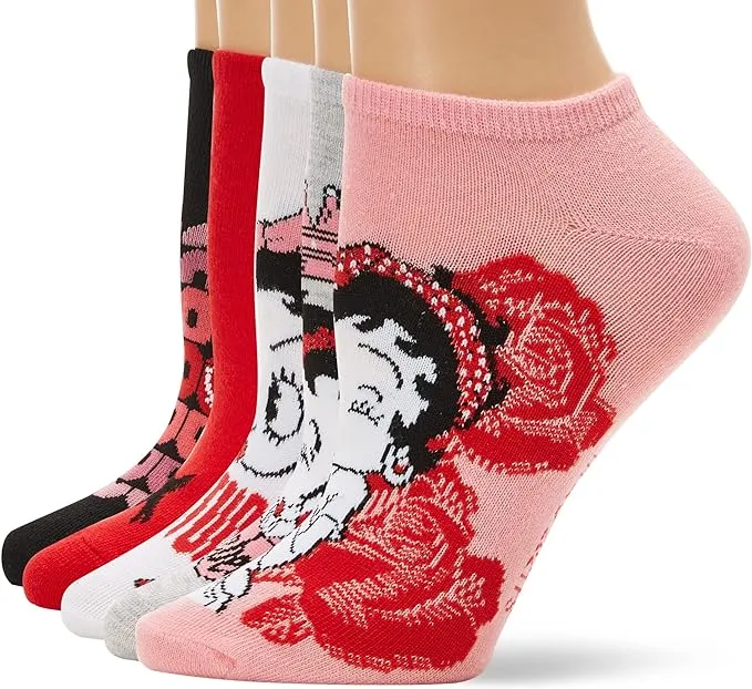 Betty Boop Women's 5 Pack No Show Socks