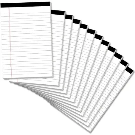 Legal Pads 5×8 Inch Notepad, 12 Pack Note Pads College Ruled Perforated Memo Pad for Work Study Daily Note Taking List, Lined Writing Pads Memo Refills Notepads for Office Home School, 30 Sheet/ Pad