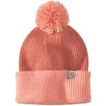 Carhartt Women's Knit Pom Cuffed Beanie, Apricot Cider