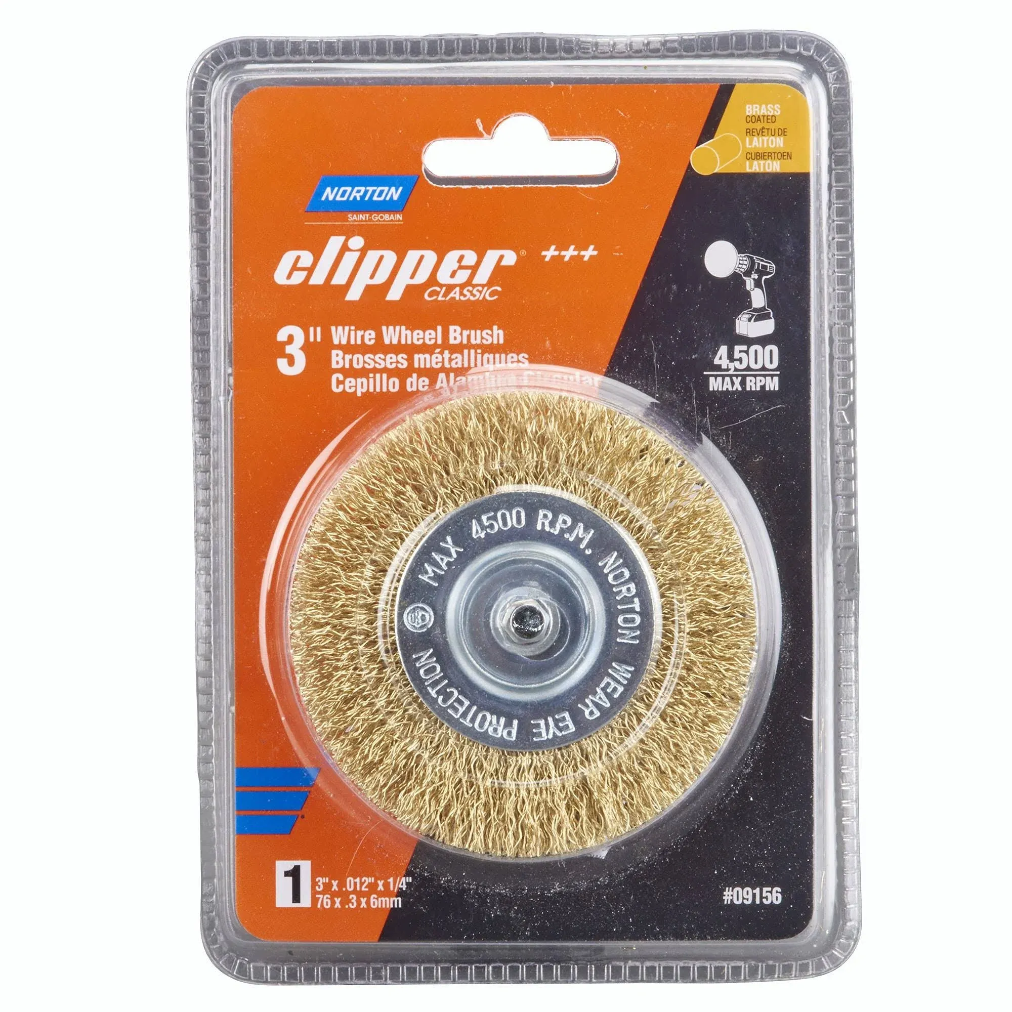 Norton Clipper 3 in. Coarse Crimped Wire Wheel Brass 4500 rpm 1 pc