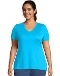 Just My Size Women's Cool Dri Short-Sleeve V-Neck Tee - OJ253, Process Blue