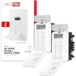 UltraPro 24-Hour Digital In-Wall Timer 2 Pack, 4 Programmable, Override Button, Door Cover, Presets/Countdown, Ideal for Indoor, Lamps, LED, Seasonal