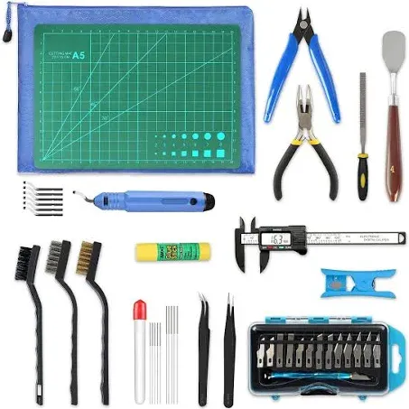 45 Pieces 3D Printer Tools Kit, 3D Printing Accessory Includes Deburring Tool, Digital Caliper, Art Knife Set, Tube Cutter, Storage Bag Suitable for 3D Print Removing, Cleaning, Finishing