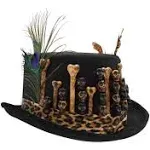 Voodoo Witch Doctor Top Hat with Skulls and Bones