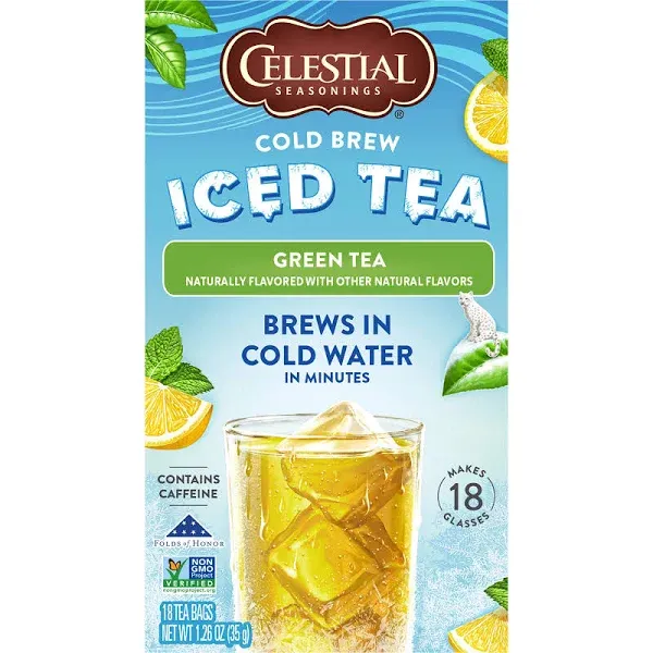 Celestial Seasonings Cold Brew Green Iced Tea 18 Count (Pack of 6)