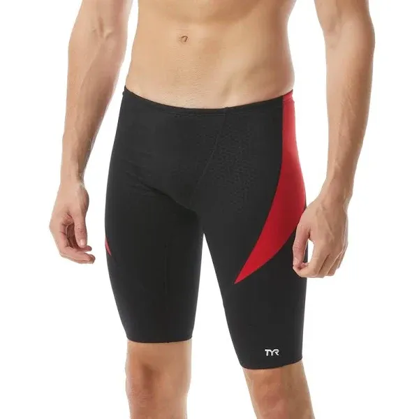 TYR Men's Hexa Curve Splice Jammer Swimsuit 34 Black/Red