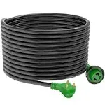 RVGUARD 30 Amp 50 Foot RV Power Extension Cord, Heavy Duty STW Cord with LED Power Indicator and Cord Organizer, 30 Amp Male Standard to 30 Amp Female Locking Connector, Green, ETL Listed