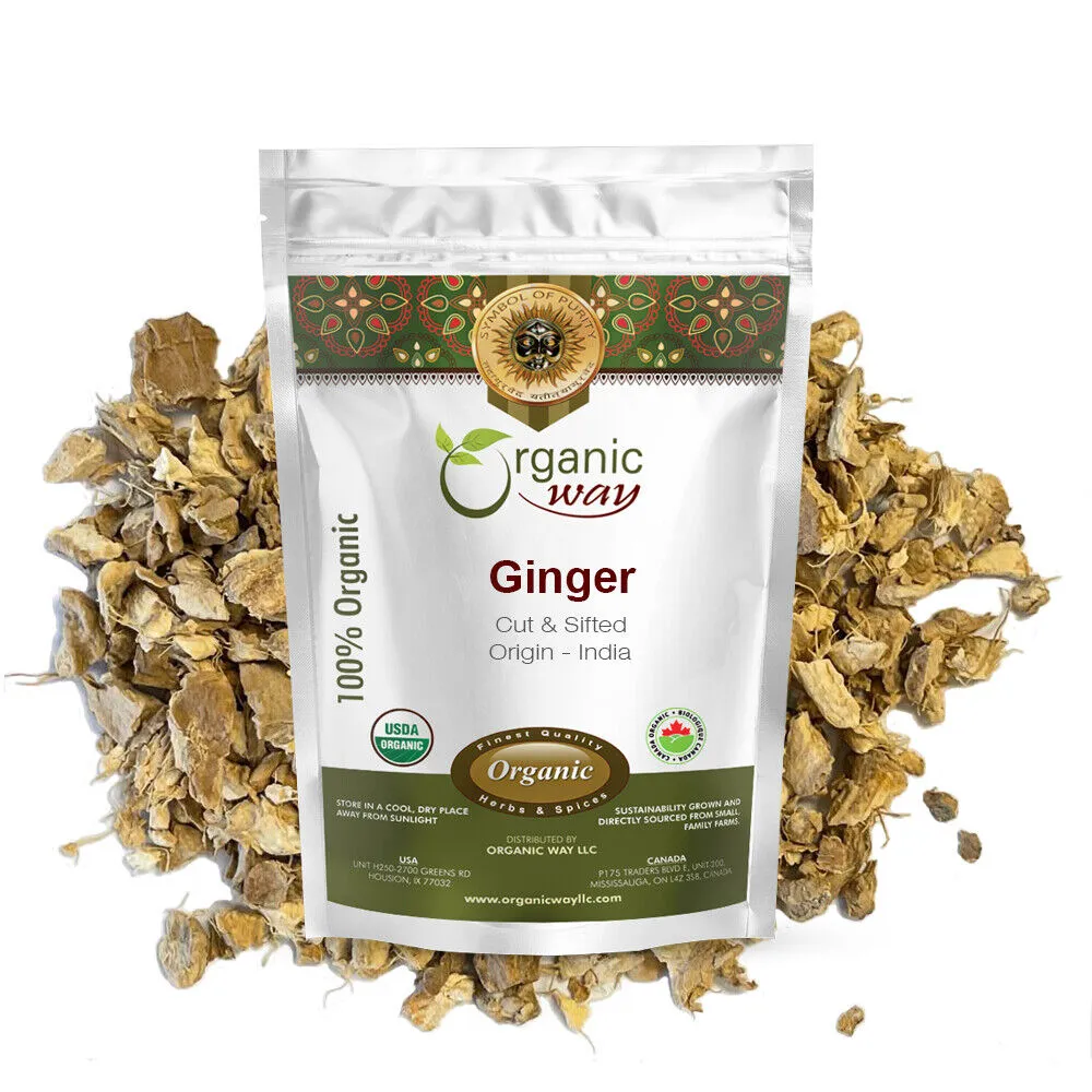 Organic Way Dried Ginger Root Cut &amp; Sifted - Organic, Kosher &amp; USDA Certified