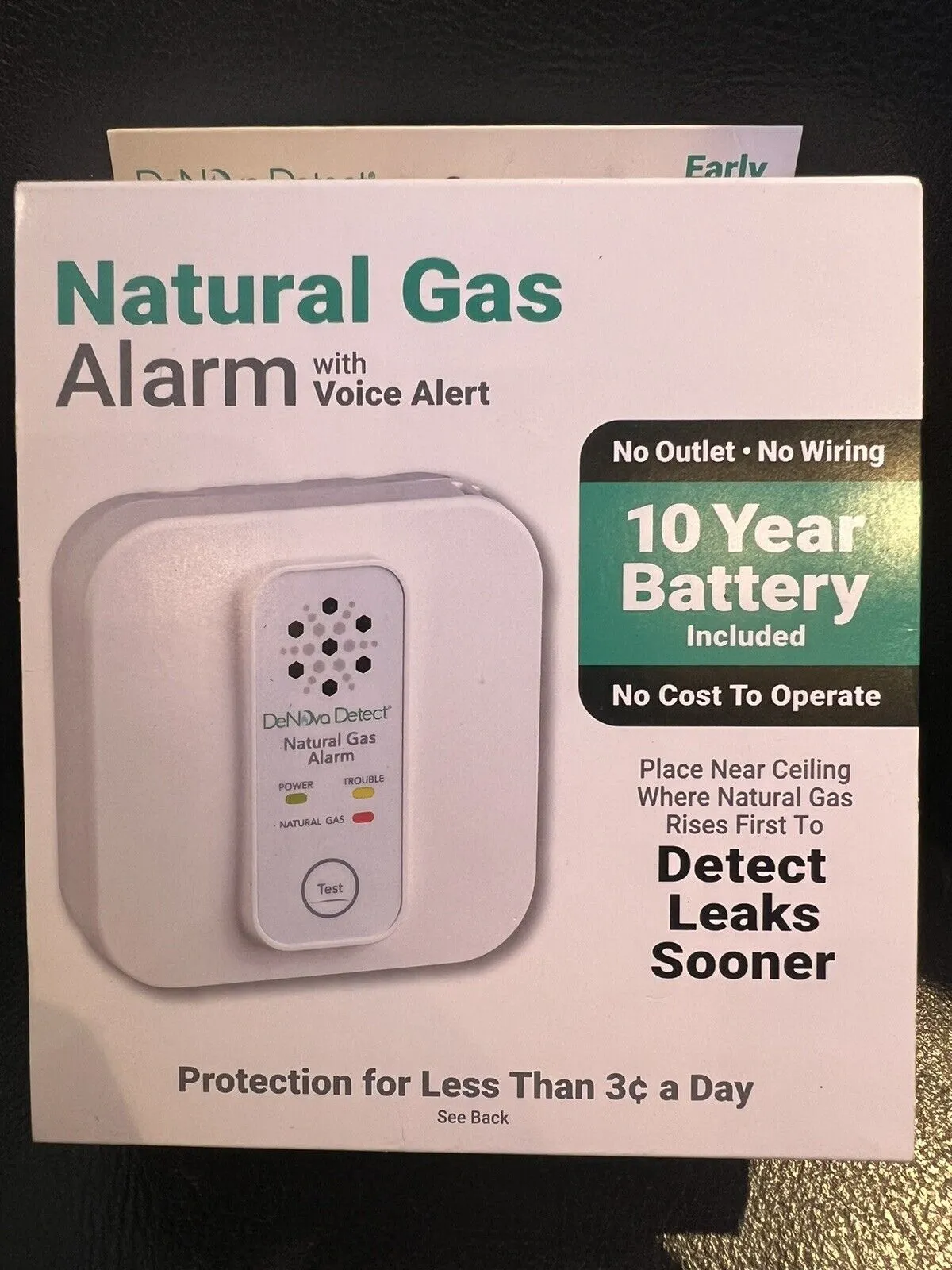 Denova Detect 10-Year Battery-Operated Natural Gas Detector with Voice Alert in White | DD620NV