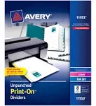 Avery 8 Tab Customizable Print-On Unpunched Dividers 5 Sets