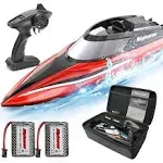 ALPHAREV RC Boat with Case R308 20+ MPH Fast Remote Control Boat for Pools and Lakes, 2.4 GHZ RC Boats for Adults and Kids with Rechargeable Battery