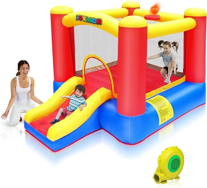 JOYMOR Inflatable Bounce Slide Castle House with Air Blower