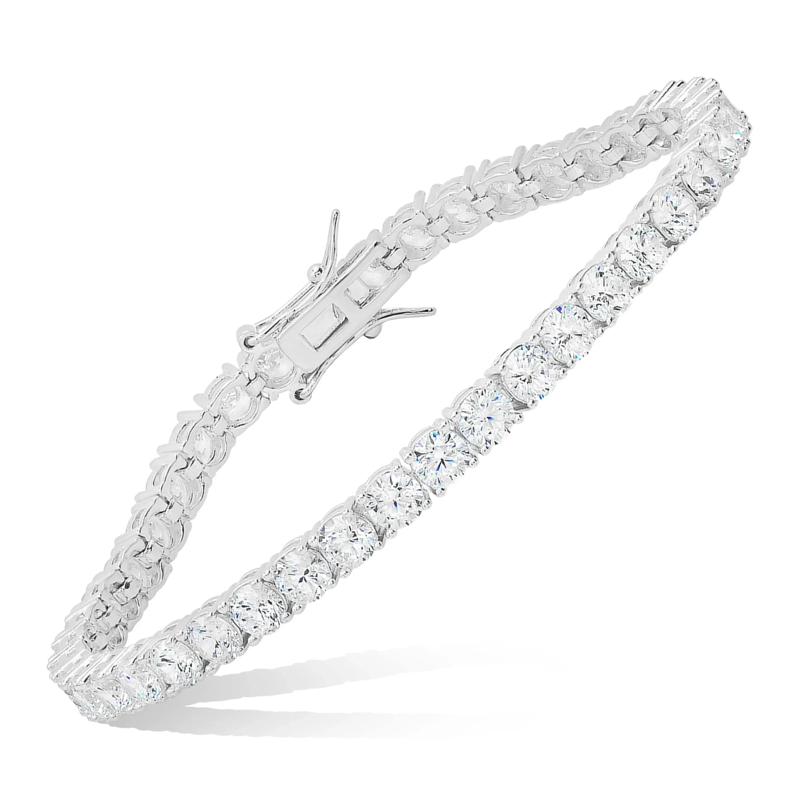 Sterling Silver Round-cut CZ Tennis Bracelet Silver