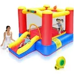 JOYMOR Inflatable Bounce Slide Castle House with Air Blower