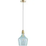 Hampton Hill - Auburn Bell Shaped Glass Pendant - Gold/Blue