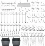 FRIMOONY Pegboard Hooks Assortment with Pegboard Bins, Peg Locks, for Organizing Various Tools, 140 Piece