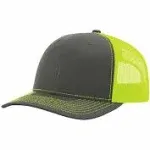 Richardson 112 Snapback Trucker Cap One Size Charcoal / Neon Yellow