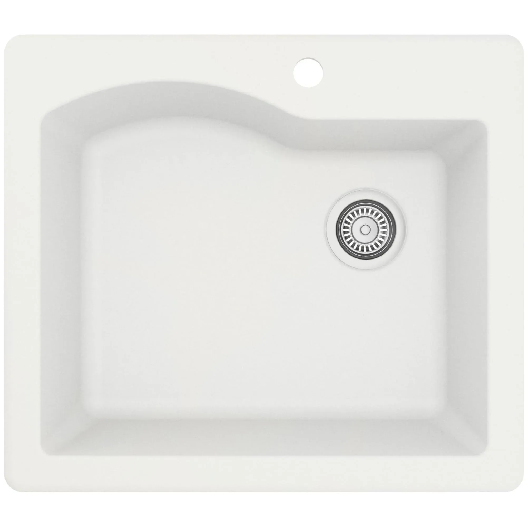 Karran Drop-In Quartz Composite 25 in. 1-Hole Single Bowl Kitchen Sink in White