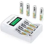 8x EBL Rechargeable AAA Batteries 1100mAh + LCD Individual Battery Charger