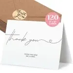 Blank Wedding Thank You Cards - Personalized Greetings, Gratitude Letter & Wedding Thank You Cards From The New Mr and Mrs - Wedding Thank You Notes with Kraft Envelopes & Stickers - 4x6", 120 Pack